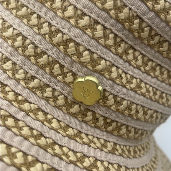 Eric Javits New York Straw Hat Sunhat Packable Wide Brim UPF 50+ Stripes - Picture 5 of 11